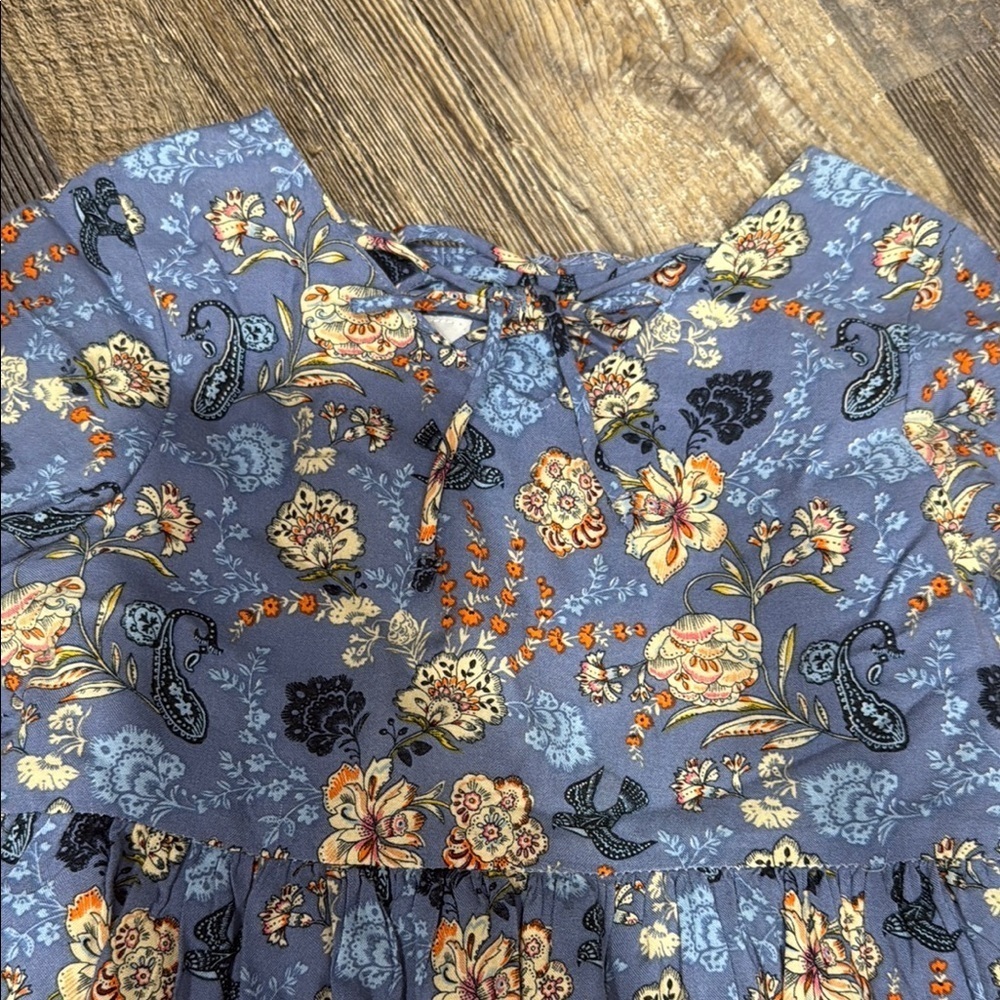 Floral Blue Kids Dress - Picture 4 of 8
